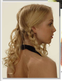fashion hair half curled half braided hairstyle