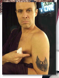 Painted eagle tatoo for Alan Park Character on Air Farce