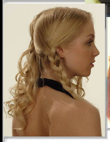 fashion hair half curled half braided hairstyle