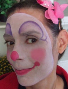 Pink clown face painting
